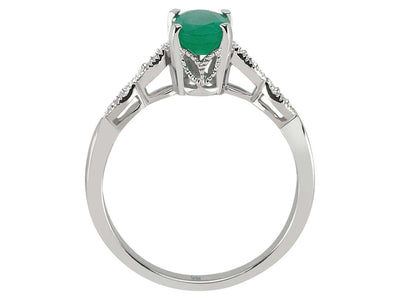 Diamond and Oval Emerald Ring