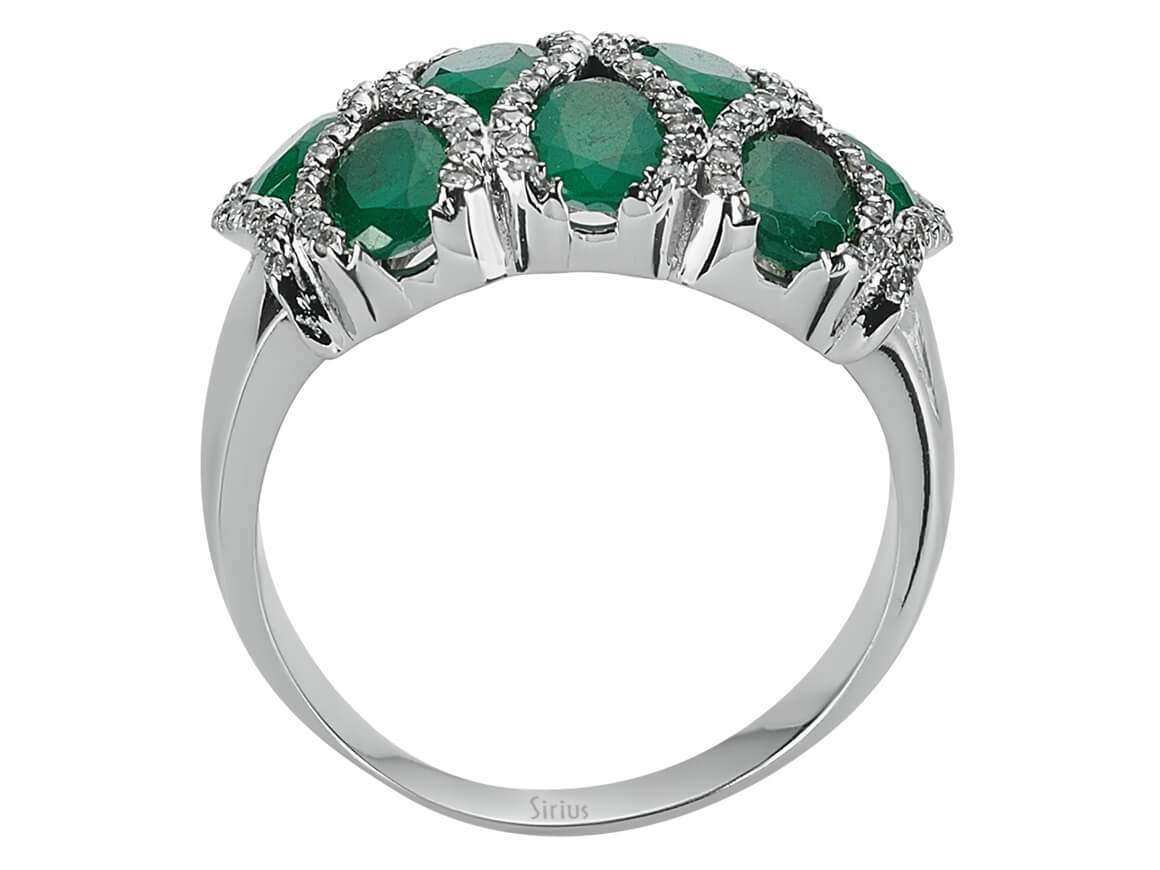 Diamond and Oval Emerald Ring