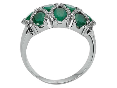 Diamond and Oval Emerald Ring