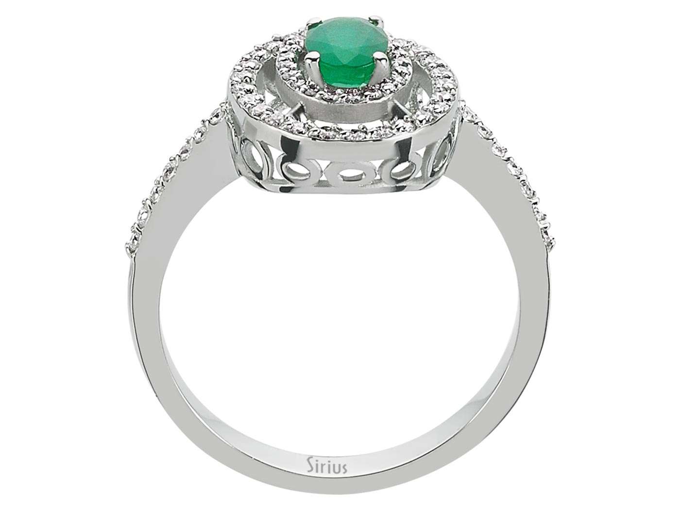 Diamond and Oval Emerald Ring