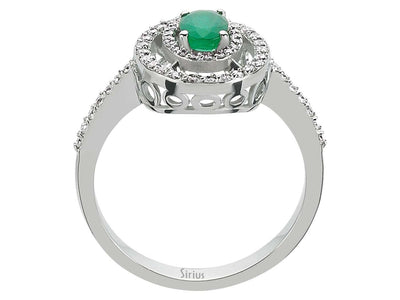 Diamond and Oval Emerald Ring