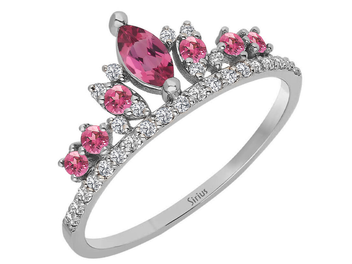 Diamant und rosa Turmalin Diana Krone Ring - handgefertigter Diamantschmuck aus Feingold | Sirius Diamant