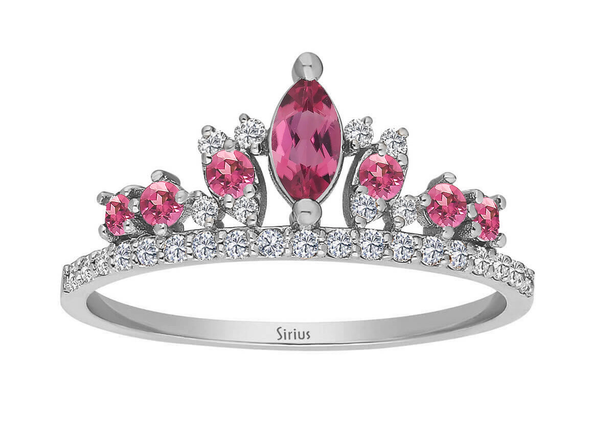 Diamant und rosa Turmalin Diana Krone Ring - handgefertigter Diamantschmuck aus Feingold | Sirius Diamant