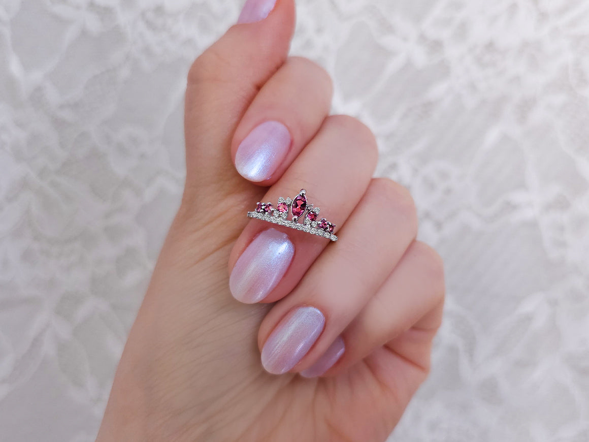 Diamond and Pink Tourmaline Diana Crown Ring