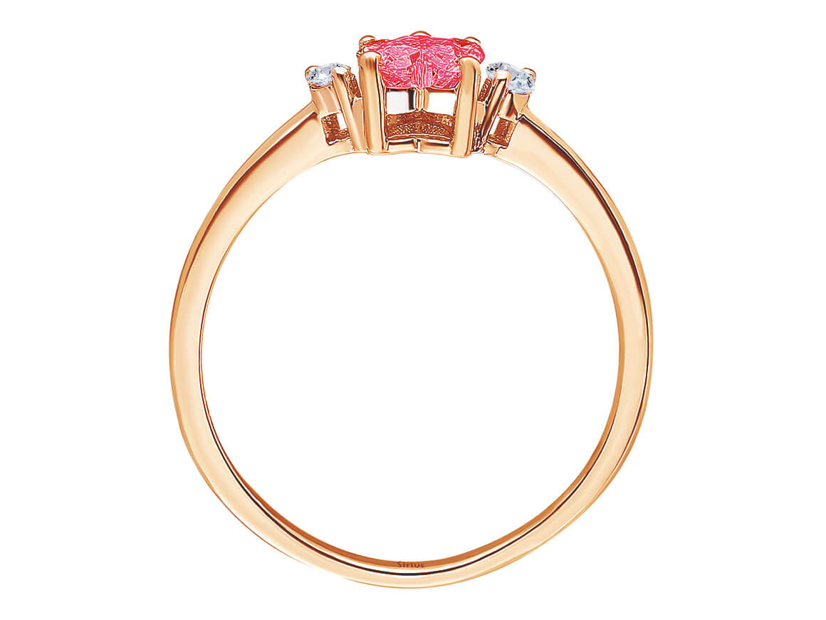 Diamond and pink tourmaline cat paw ring in 14K red gold
