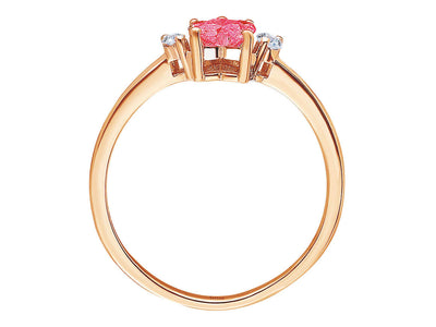 Diamond and pink tourmaline cat paw ring in 14K red gold