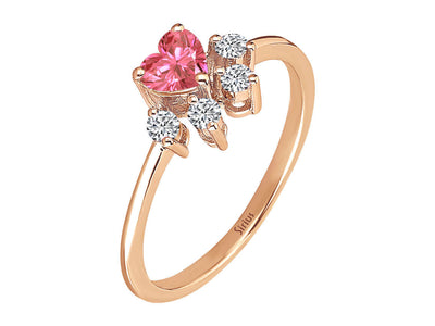 Diamond and pink tourmaline cat paw ring in 14K red gold