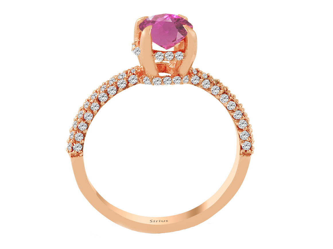 Diamant und Rosa Turmalin Ring - handgefertigter Diamantschmuck aus Feingold | Sirius Diamant