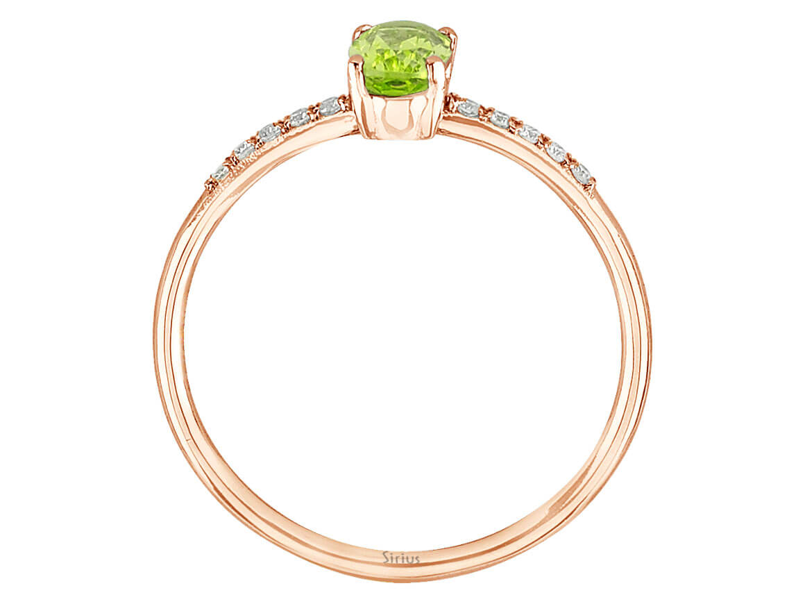Diamant und Oval Schliff Peridot Ring - handgefertigter Diamantschmuck aus Feingold | Sirius Diamant