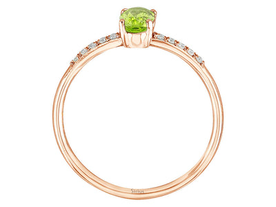 Diamond and Oval Cut Peridot Ring