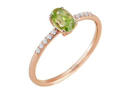 Diamond and Oval Cut Peridot Ring