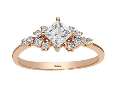 Princess-cut white sapphire ring with diamonds