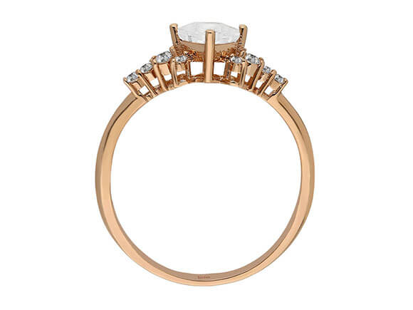 Prinzess-Schliff Weißer Saphir Ring mit Diamanten - handgefertigter Diamantschmuck aus Feingold | Sirius Diamant