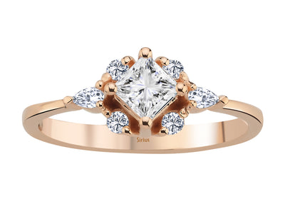 Mila ring with princess-cut diamonds and white topaz