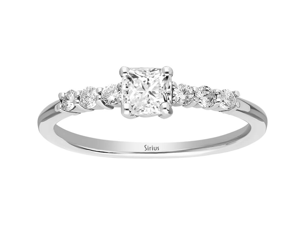 Diamond and Princess White Topaz Ring