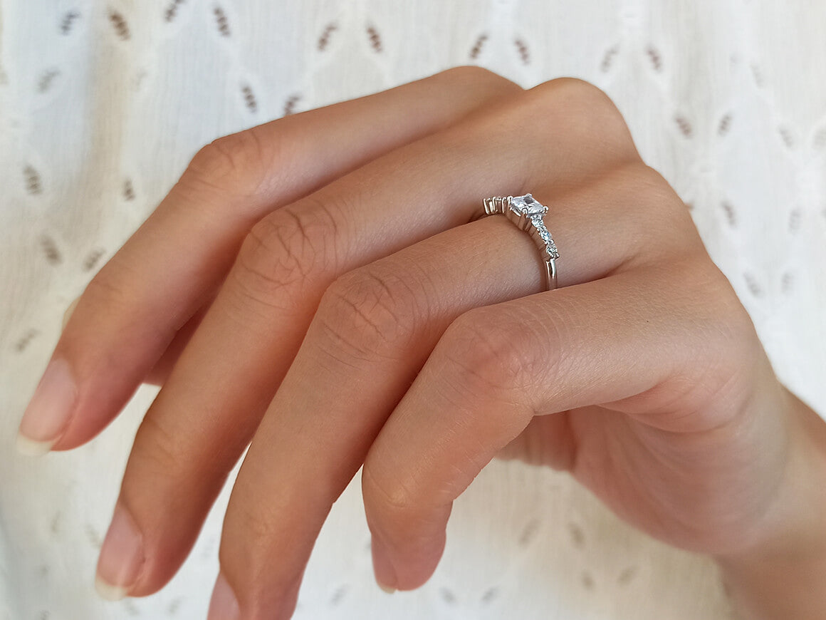 Diamond and Princess White Topaz Ring