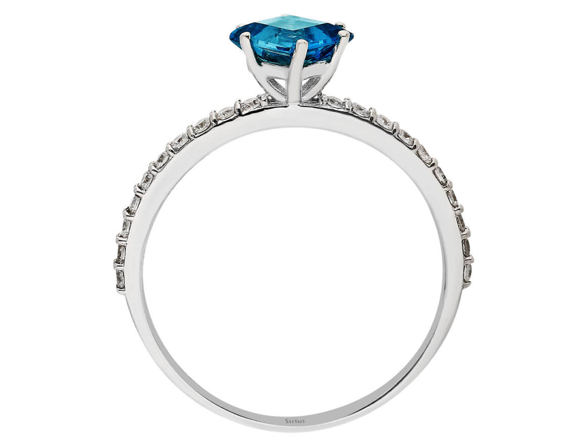 Diamond and Princess London Blue Topaz Ring