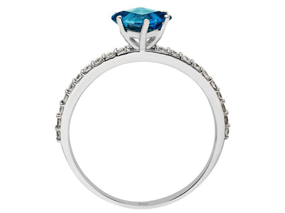 Diamond and Princess London Blue Topaz Ring