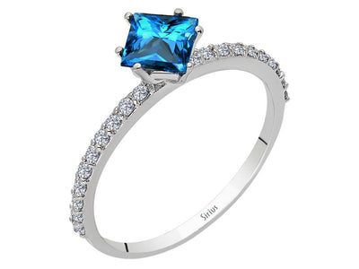 Diamond and Princess London Blue Topaz Ring