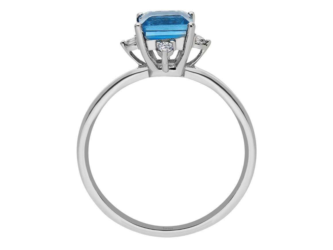 Diamant und Prinzessin Blauer Topas Ring - handgefertigter Diamantschmuck aus Feingold | Sirius Diamant