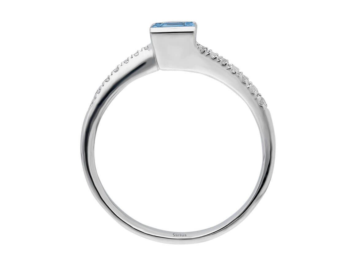 Diamond and Princess Blue Topaz Ring