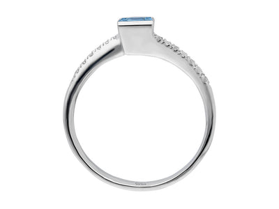 Diamond and Princess Blue Topaz Ring
