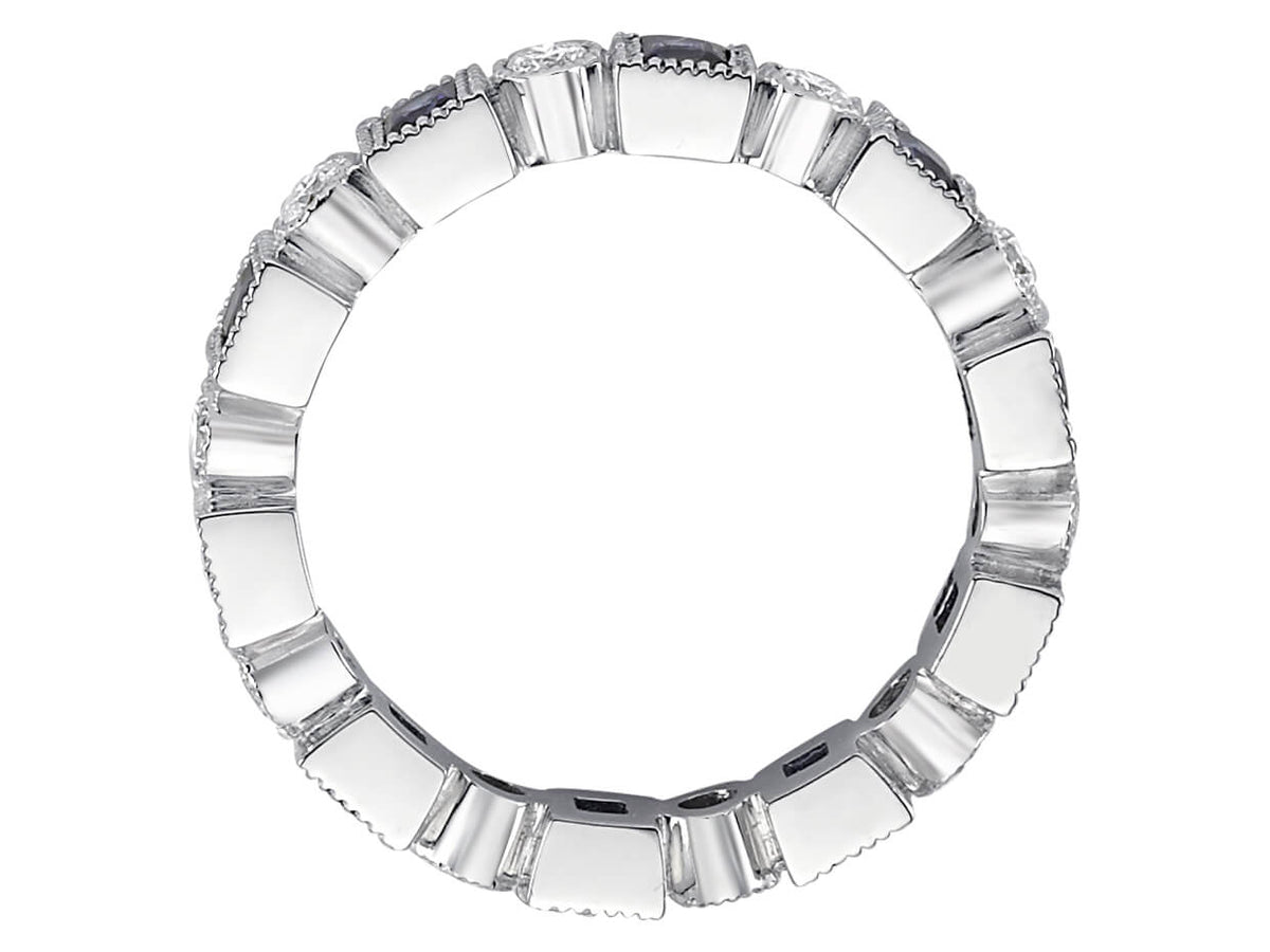 Diamant und Prinzessin Saphir rundum Allianz - handgefertigter Diamantschmuck aus Feingold | Sirius Diamant