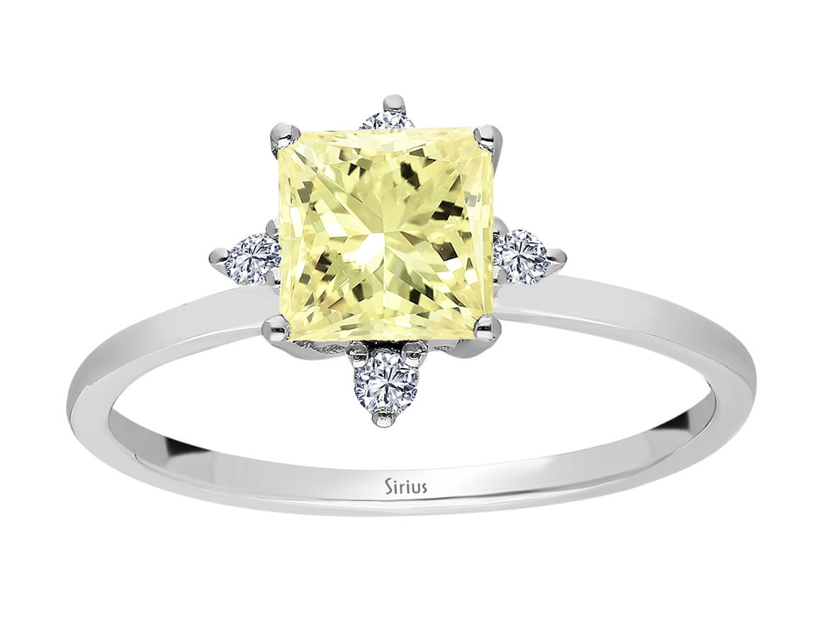 Diamant und Prinzessin Gelb Quartz Ring - handgefertigter Diamantschmuck aus Feingold | Sirius Diamant