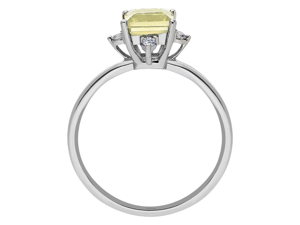 Diamant und Prinzessin Gelb Quartz Ring - handgefertigter Diamantschmuck aus Feingold | Sirius Diamant