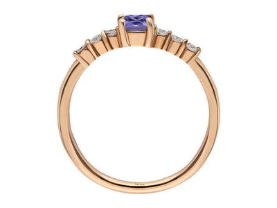 Diamant und Prinzessin AAA Tansanit Ring in 14k Rotgold