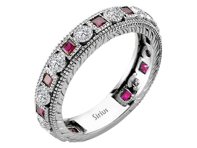 Diamond and Princess Cut Ruby All Around Alliance