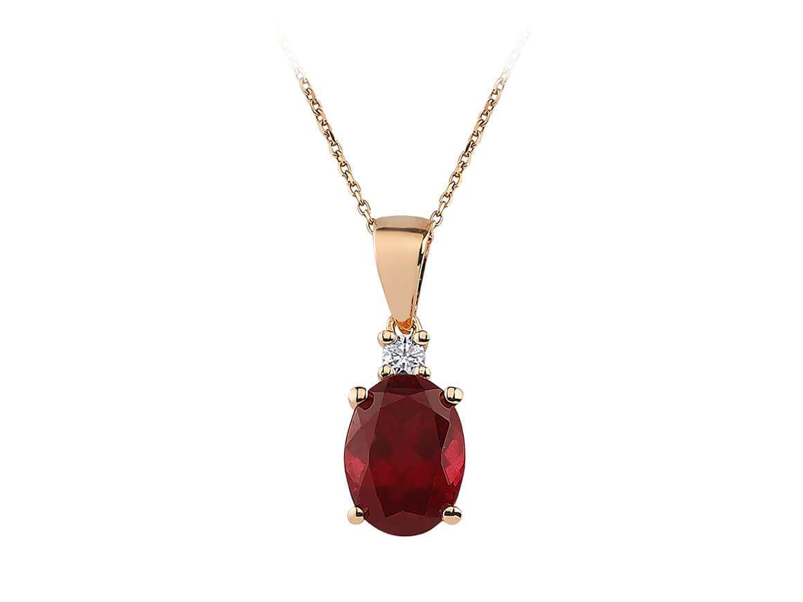 Diamant und Oval Rosa Radoolit Collier - handgefertigter Diamantschmuck aus Feingold | Sirius Diamant