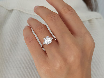 Diamond and Radiant White Topaz Ring