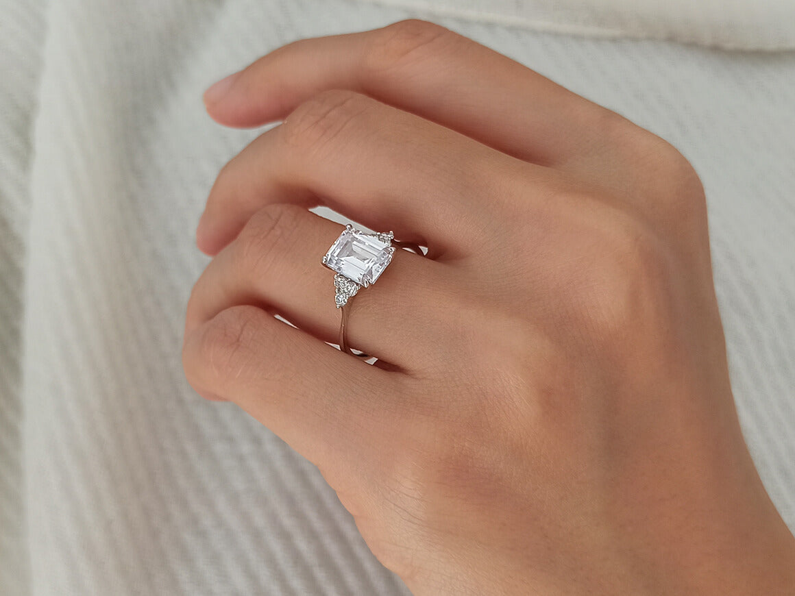 Diamond and Radiant White Topaz Ring