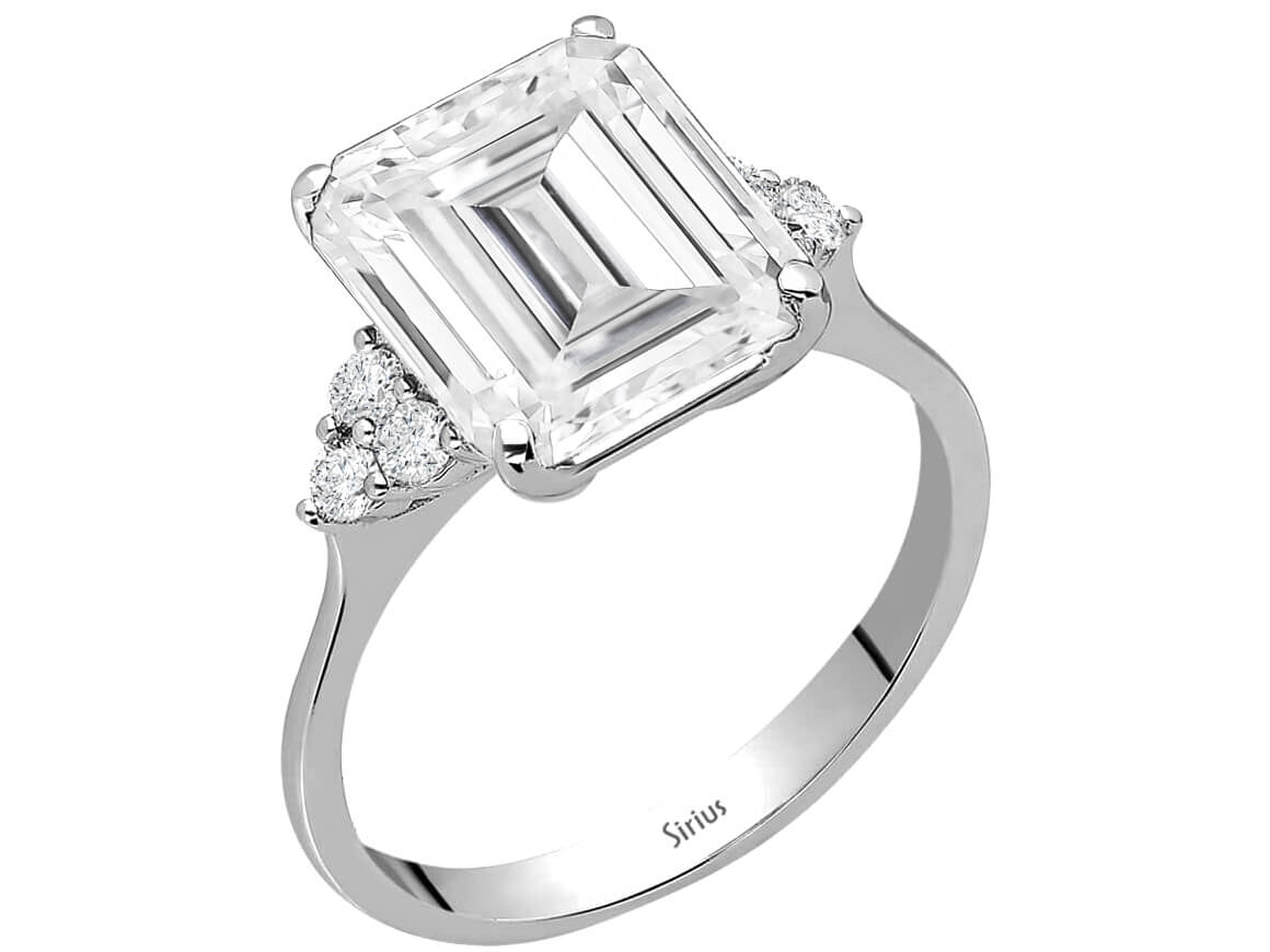Diamond and Radiant White Topaz Ring