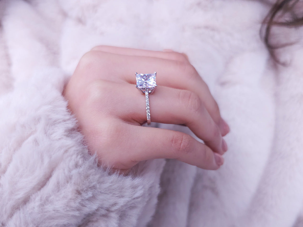 Diamond and Radiant Cut White Topaz Ring