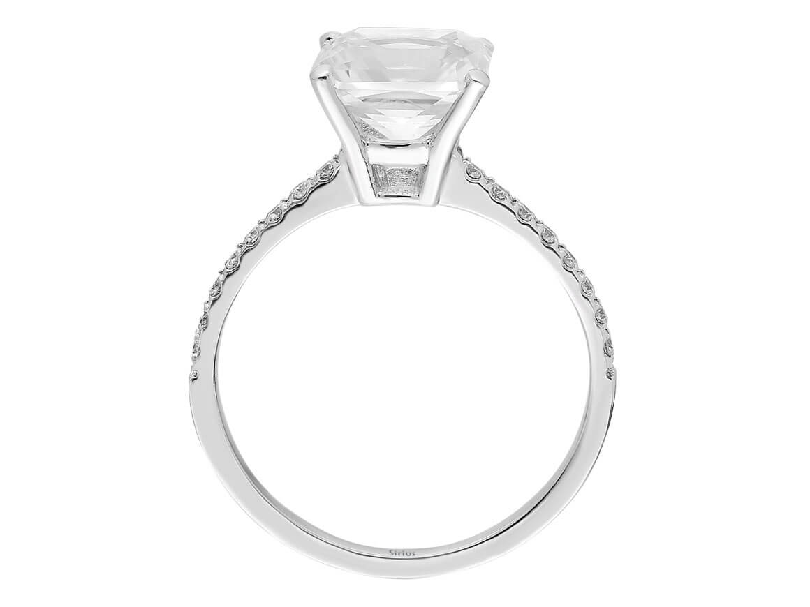 Diamant und Radiant Schliff Weißer Topas Ring - handgefertigter Diamantschmuck aus Feingold | Sirius Diamant