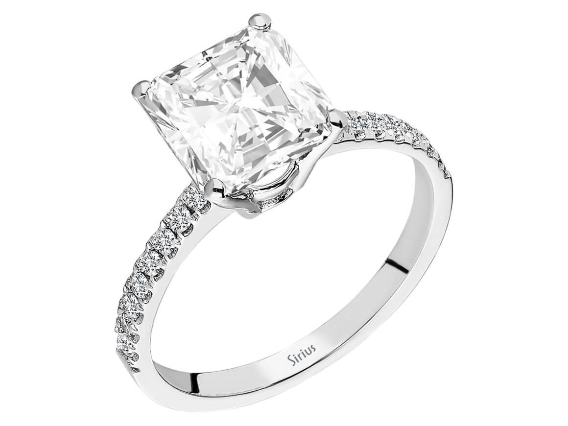 Diamant und Radiant Schliff Weißer Topas Ring - handgefertigter Diamantschmuck aus Feingold | Sirius Diamant
