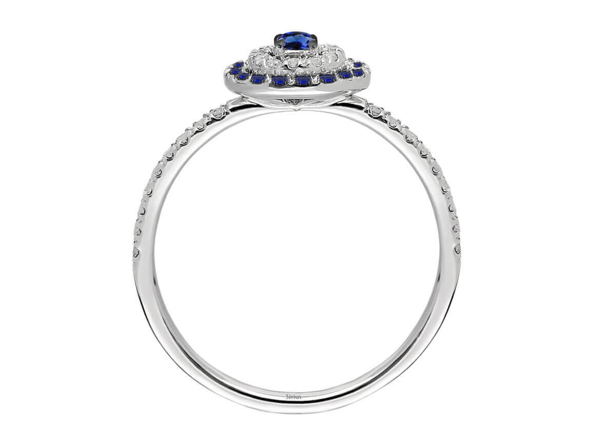 Diamond and sapphire ring in 14k white gold