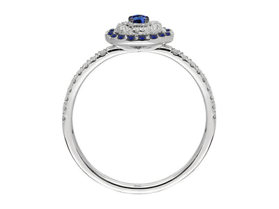 Diamond and sapphire ring in 14k white gold