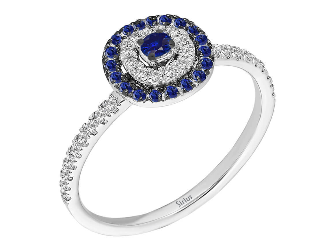 Diamant und Saphir Ikone Schmuckset in 585er 14 Karat Weißgold – handgefertigter Diamantschmuck aus Feingold | Sirius Diamant