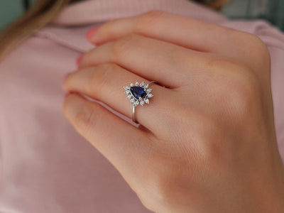 Diamond and Pear Sapphire Chiara Ring