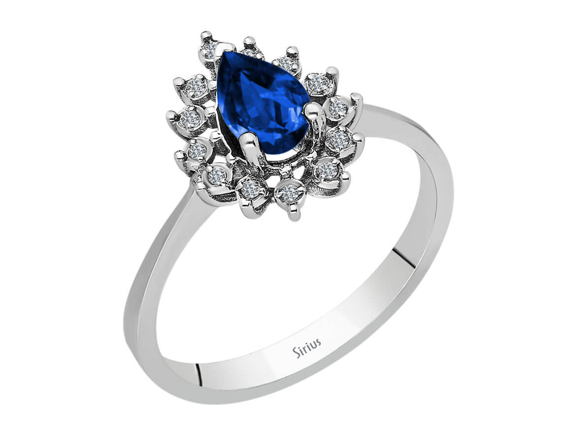 Diamant und Tropfen Saphir Chiara Ring – handgefertigter Diamantschmuck aus Feingold | Sirius Diamant