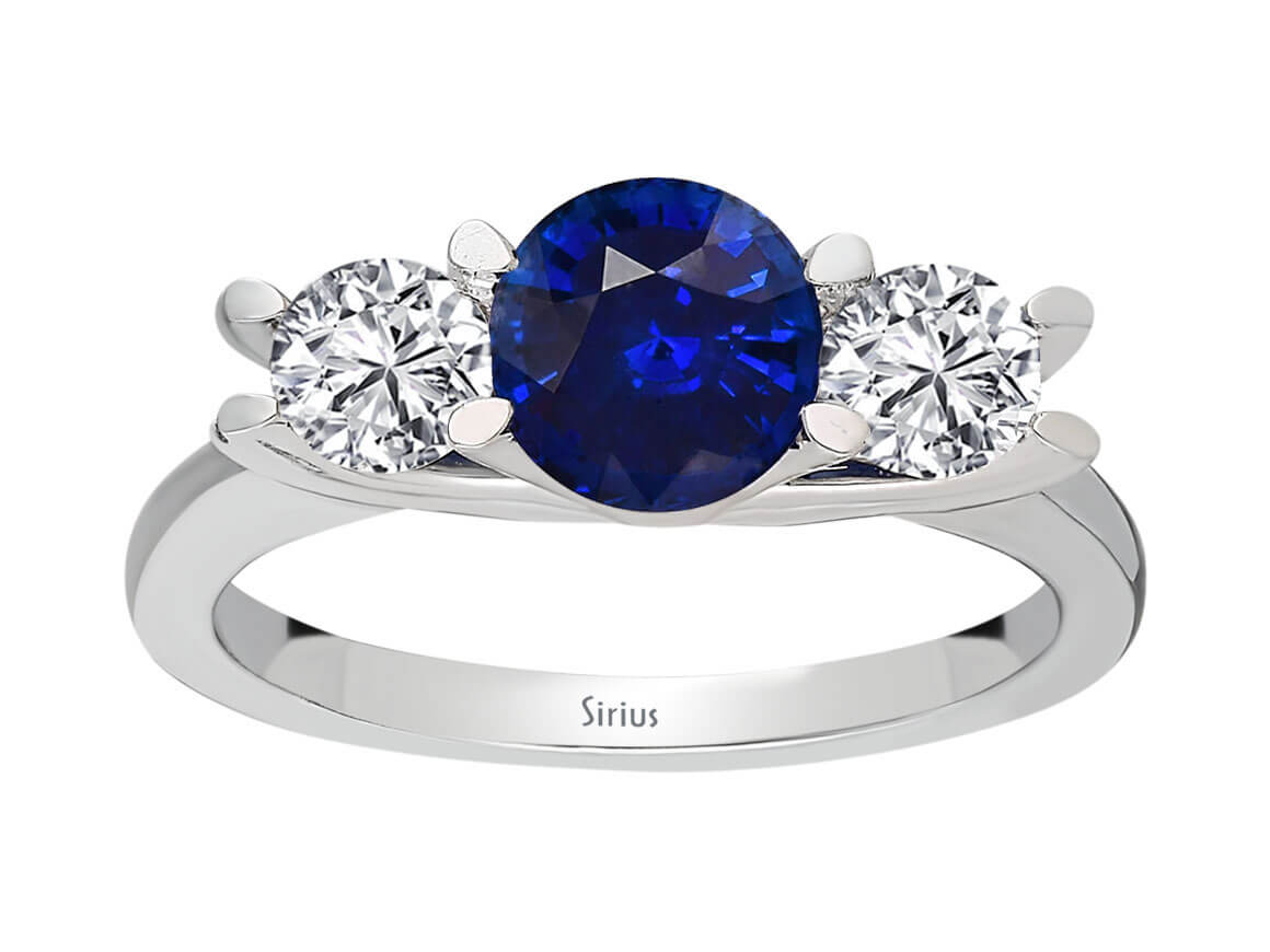 Diamant und Saphir Nova Tria Ring in 585er 14 Karat Weißgold - handgefertigter Diamantschmuck aus Feingold | Sirius Diamant