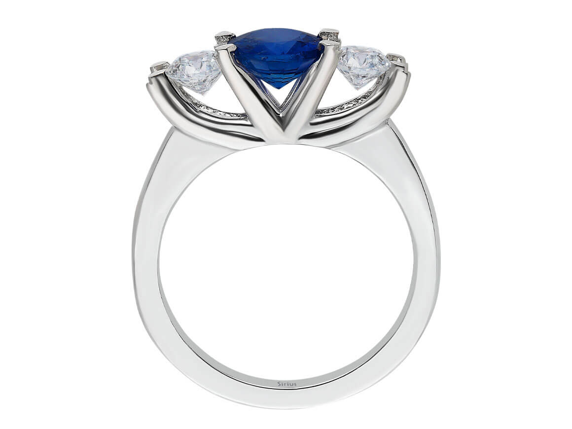 Diamant und Saphir Nova Tria Ring in 585er 14 Karat Weißgold - handgefertigter Diamantschmuck aus Feingold | Sirius Diamant