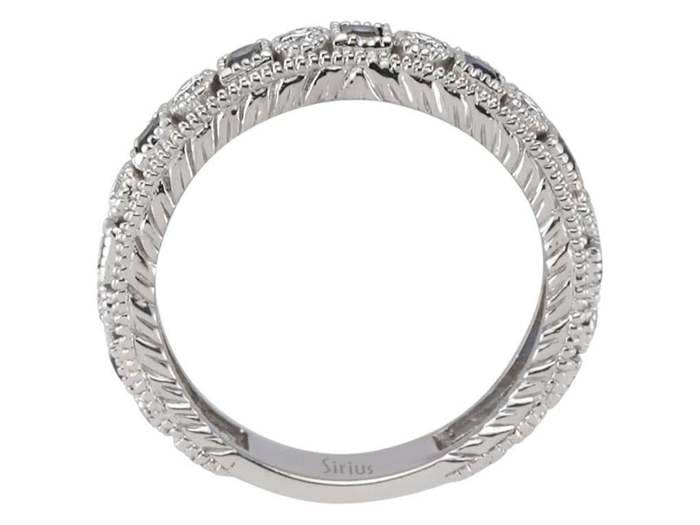 Diamant und Prinzessin Saphir rundum Allianz - handgefertigter Diamantschmuck aus Feingold | Sirius Diamant