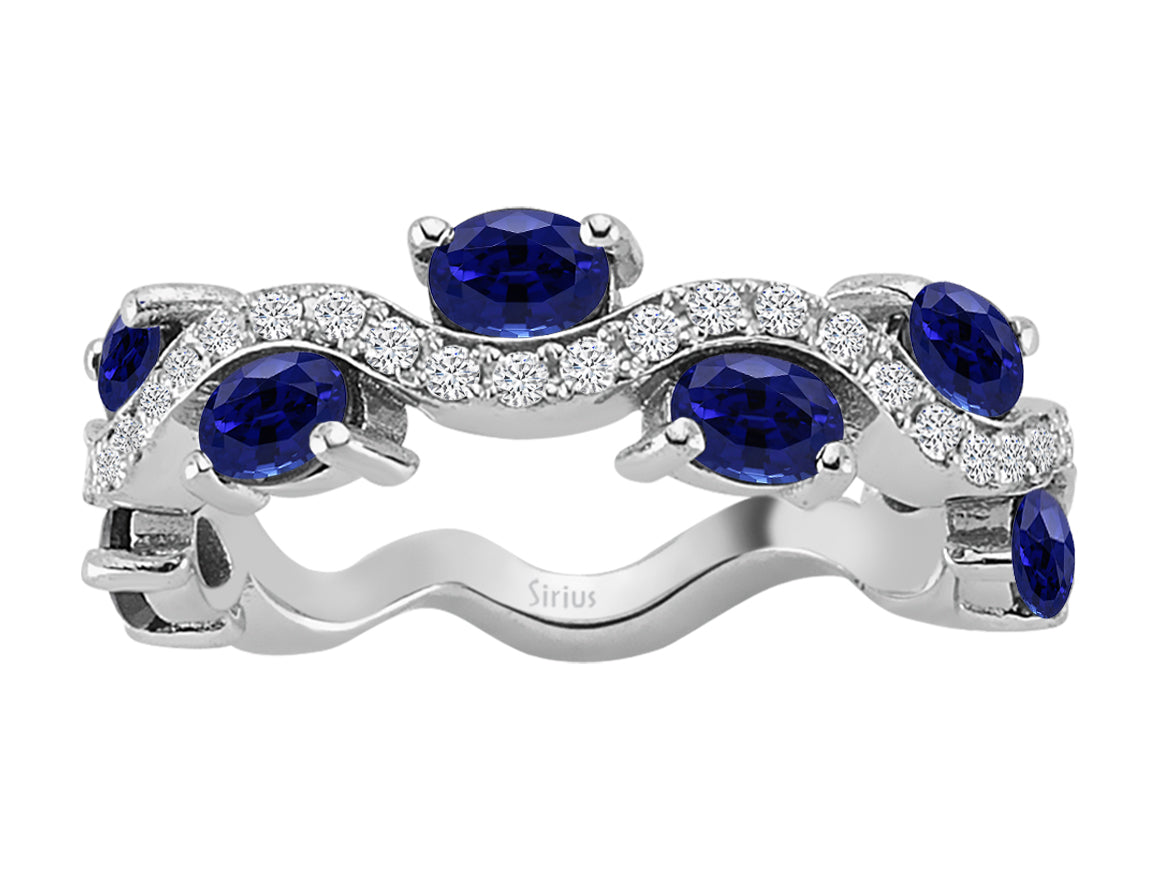 Diamant und Saphir halbrund Allianz - handgefertigter Diamantschmuck aus Feingold | Sirius Diamant