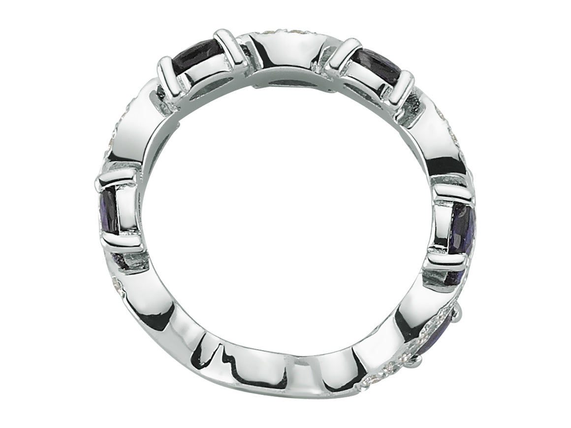 Diamant und Saphir halbrund Allianz - handgefertigter Diamantschmuck aus Feingold | Sirius Diamant