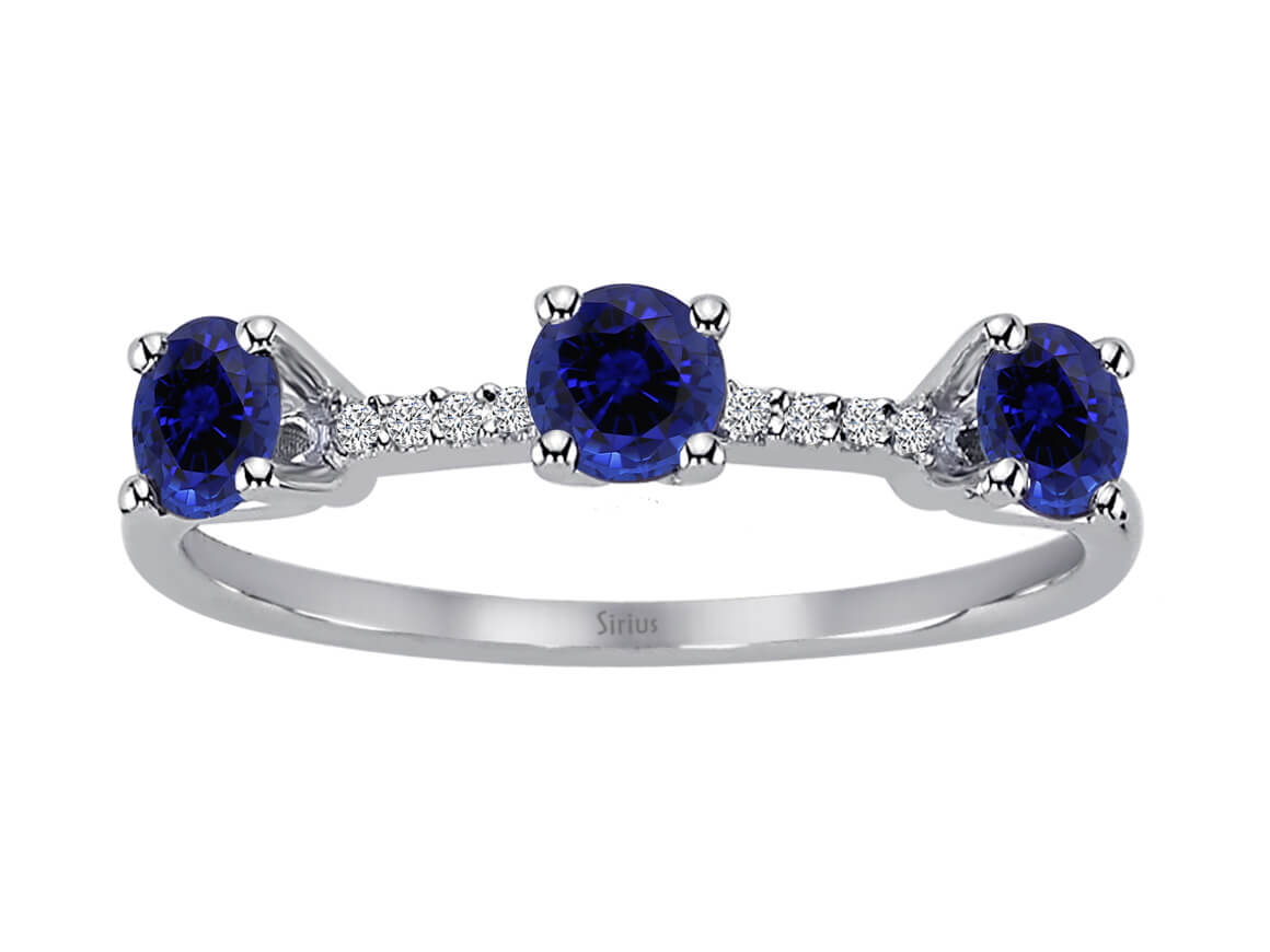 Diamant und Saphir Ring in 333er 8 K Weißgold - handgefertigter Diamantschmuck aus Feingold | Sirius Diamant