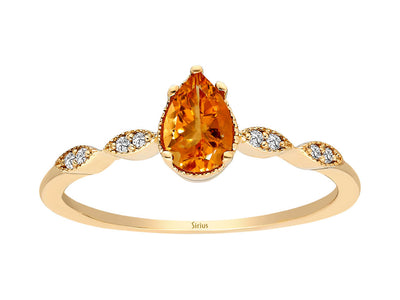 Diamond and Pear Cut Citrine Demeter Ring